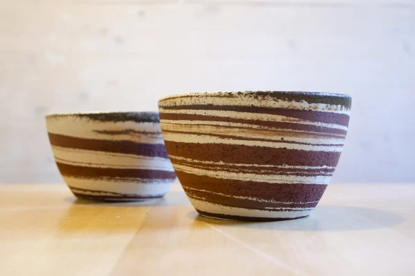 Ciotolina in ceramica bianca e rossa - Linea Eos Marmo